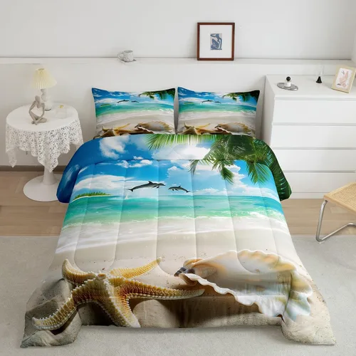 Vista 38 de Erosebridal Edredón náutico costero, juego de ropa de cama y colecciones de playa de verano, estilo clásico, edredón de plumón oceánico