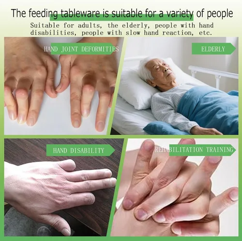 Vista 6 de Vajilla auxiliar, vajilla de alimentación, vajilla para ancianos, vajilla antiagitación, cuchara, tenedor, cuchara y cuchara, juego de tres piezas