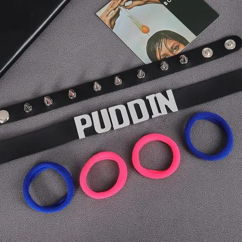 Vista 5 de YANCHUN Gargantilla Puddin para mujer, pulsera de cuero con pinchos, accesorios de disfraz de Halloween