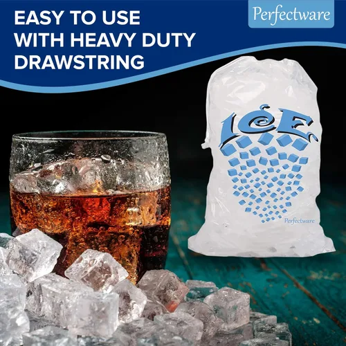 Vista 4 de Perfectware - Bolsas de hielo con cordón de 5 libras con asa de hilo de algodón - Paquete de 50