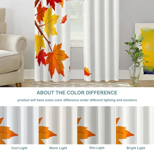 Vista 529 de Shrahala Orange Autumn Autumn Blackout Curtain Tiers, Fall Kitchen Valance Light Blocking Tier Drapes with Rod Pocket, 2 Pack 26 X 24 in