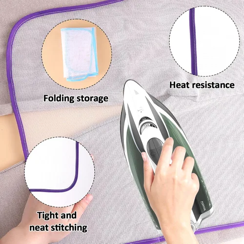 Vista 4 de Paquete de 2 protectores de malla abrasiva para planchar, protector de planchado que ahorra quemadura, paño de planchado para proteger la ropa