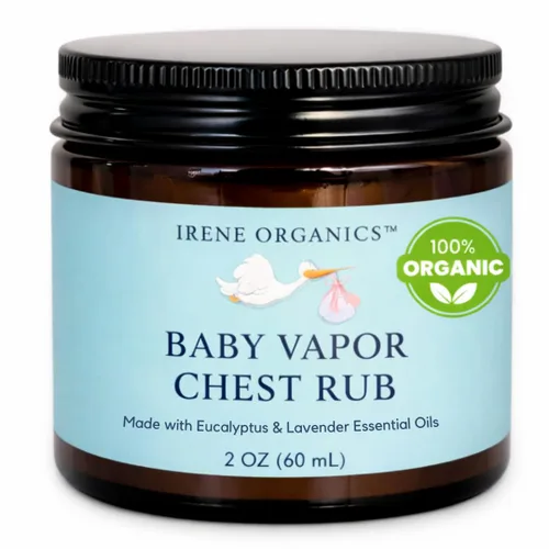 Vista 10 de Irene Organics Exfoliante orgánico para el pecho de vapor para bebés, hecho con ingredientes no tóxicos, bálsamo orgánico para aliviar la tos