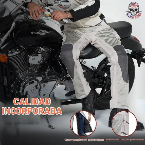 Vista 3 de WICKED STOCK Pantalones de moto de malla - Armor CE Level 2 Pantalones de motocross