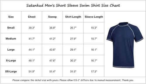 Vista 6 de Satankud Camiseta de natación de manga corta UPF 50+ para hombre, camiseta de natación, senderismo, entrenamiento