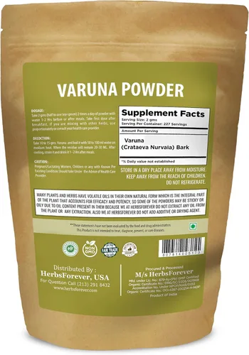 Vista 2 de HerbsForever Varuna Powder - Crataeva Nurvala - Salud de la próstata - Apoya la salud prostática, riñones, vesícula biliar y tracto urinario - Sin