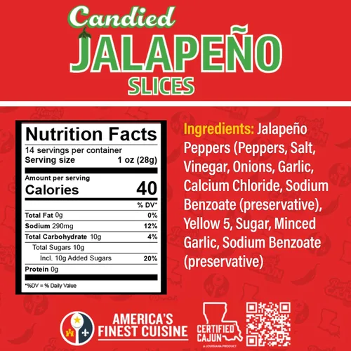 Vista 2 de Rebanadas de jalapeño confitadas de 12 onzas líquidas Ragin' Cajun Foods (paquete de 1) Sweet-and-spicy candied jalapeno slices for burgers