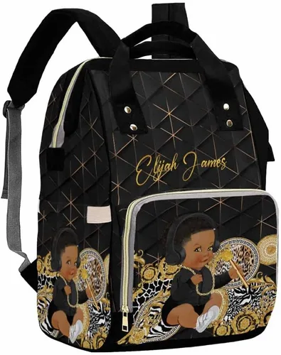 Vista 32 de Artsadd Bolsa de pañales con nombre personalizado para bebé, mochila para mamá y papá, pattern 01, Mochilas Daypack