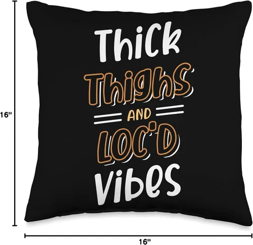 Vista 4 de Locs Afro Dreadlocks Love Natural Beauty Hair Locd Thick Thighs Loc'd Vibes Afro Hair - Almohada africana americana, 16 x 16 pulgadas, multicolor