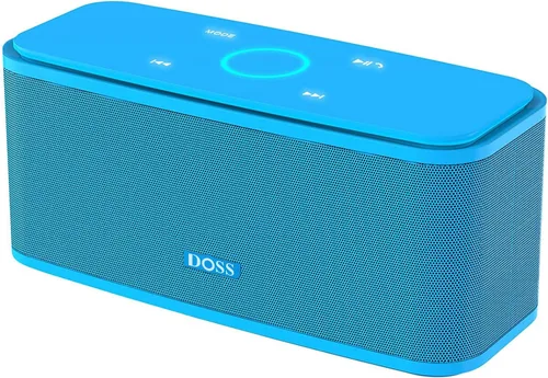 Vista 10 de DOSS SoundBox Touch - Altavoz inalámbrico con Bluetooth, sonido HD de 12W con graves ricos, resistente al agua IPX5, 20 horas de reproducción, manos