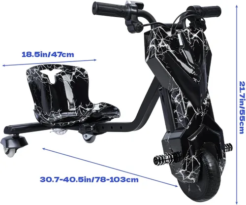 Vista 7 de Drift Kart, triciclos de paseo para niños, triciclo de deriva de rueda grande para mayores de 8 años, triciclo para niños con asiento ajustable