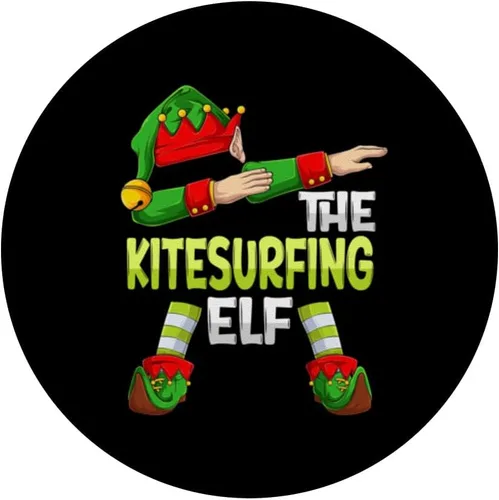 Vista 3 de Dabbing kitesurfer Christmas kitesurf The Kitesurfing Elf PopSockets Standard PopGrip