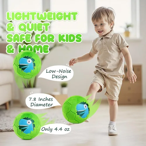 Vista 4 de Balón de fútbol interior para niños pequeños, juguetes de peluche suaves de 7.8 pulgadas, pelota de juego inflable con bomba para bebés y niños