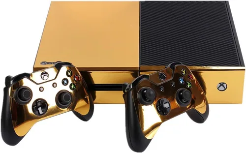 Vista 2 de NDAD Full Body Golden Protective Vinyl Skin Decal for Xbox one Console and 2PCS Xbox one Controller Skins Stickers