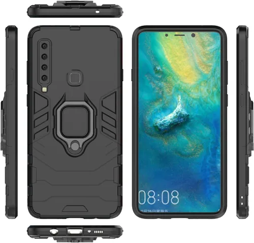 Vista 6 de Compatible con Samsung Galaxy A9 (2018), Galaxy A9 Star Pro, Galaxy A9s, funda de metal con agarre de anillo a prueba de golpes, parachoques duro