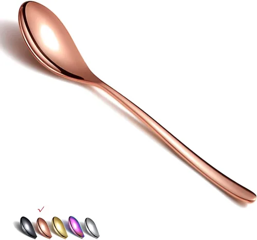 Vista 11 de Cucharas de cena de 6 piezas, cucharadas de acero inoxidable de 8.1 pulgadas, cucharas de sopa, cucharas de postre, cucharas de cubiertos