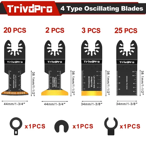Vista 2 de Cuchillas de Herramienta Oscilante Cuchillas Multiherramienta - TrivdPro 50 piezas Juego de Cuchillas de Herramientas Múltiples Cuchillas de Sierra