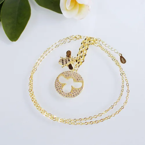 Vista 3 de 925 Sterling Silver Cute Bee Zirconia Pendant Necklace White Gold Plated Fashion Jewelry Gift 16"-18" WK99048
