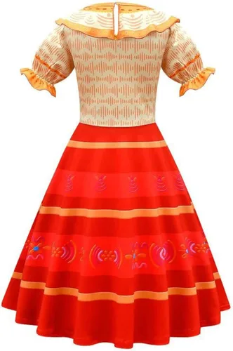 Vista 2 de Sinmoocy Mirabel - Vestido para niñas IsabelaDoloresPepaLuisa para niños pequeños disfraz de Madrigal mágico para fiesta familiar