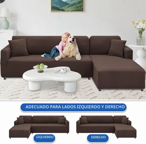 Vista 4 de XINEAGE Funda de sofá modular de alta elasticidad en forma de L, 2 piezas antideslizante con protector de muebles con 2 fundas de almohada para Café