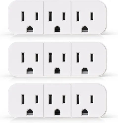 Vista 10 de ELEGRP Extensor de triple salida, pestaña de pared con conexión a tierra de 3 puntas, enchufe adaptador de enchufe múltiple con 3 tomas de corriente