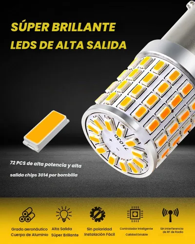 Vista 2 de 1156-3014-72SMD. Bombilla LED superbrillante, BA15S 3497 2396 7506, para coche, Turck, motocicleta, luces intermitentes delanteras y traseras