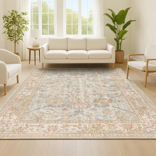 Vista 4 de JONATHAN Y Alba Modern Faded Peshawar - Alfombra para interiores, 3 x 5 pies, de transición, tradicional, fácil de limpiar para sala de estar