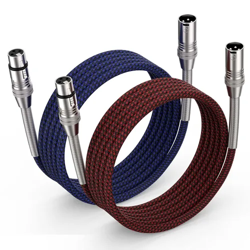 Vista 9 de Cable XLR de 2 pies, paquete de 10 unidades, cable de micrófono trenzado XLR macho a hembra, cable de micrófono de 3 pines, cable XLR equilibrado