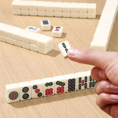 Vista 9 de Mini juego chino Mahjong - Juego de viaje tradicional de 144 piezas con 2