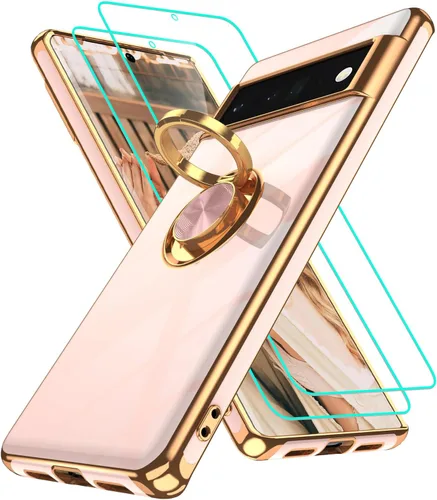 Vista 160 de Funda para Motorola Moto G 5G 2024: Funda Moto G Play 5G 2024 con 2 piezas de protectores de pantalla, soporte de anillo de rotación de 360°