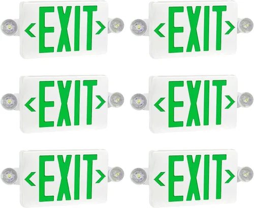 Vista 14 de OSTEK Señal de salida LED rojo con luces de emergencia, dos luces LED de salida de emergencia de cabeza ajustable con batería de respaldo, doble