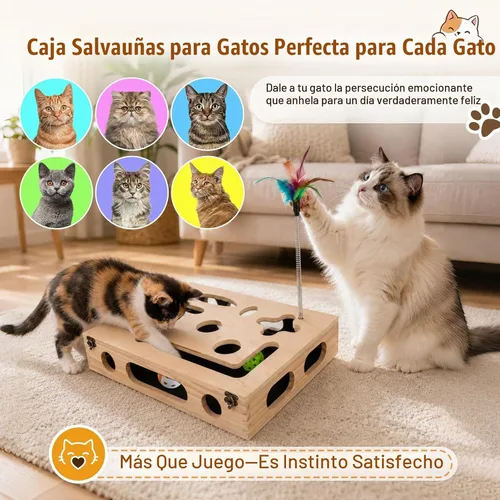 Vista 7 de Caja de enriquecimiento del rompecabezas del rasguño del gato, juguete
