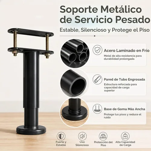 Vista 6 de 2 patas de soporte de marco de cama de altura ajustable, patas de soporte de marco de cama de acero extra resistentes con base de goma más ancha