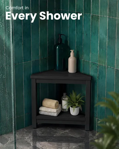 Vista 7 de SERWALL Reposapiés de ducha de 15 pulgadas para afeitarse piernas, taburete de ducha esquinero impermeable para ducha interior, banco de ducha
