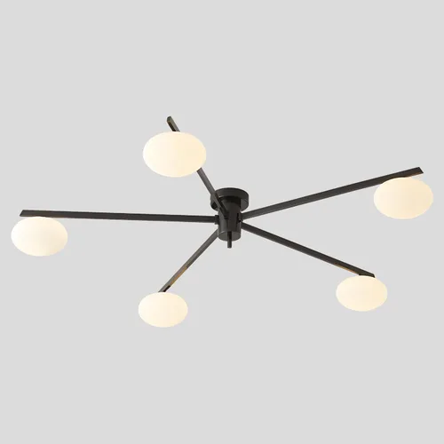 Vista 11 de Lámpara de araña moderna Sputnik de 3 luces con pantalla de vidrio lechoso - Lámpara de techo empotrada negra para cocina