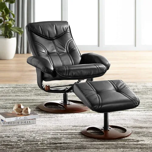 Vista 7 de BenchMaster Newport reclinable giratorio y otomano inclinado negro