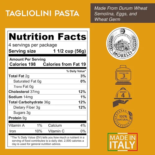 Vista 2 de Morelli Pasta de huevo Tagliolini Pasta italiana - Pasta gourmet - Hecho a mano en pequeños lotes - Fideos de pasta italiana importados - Pasta