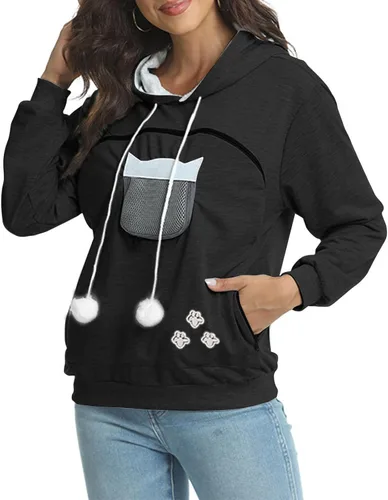 Vista 2 de Atuendos para mujer, con forro polar, sudadera con capucha de sherpa para mujer, sudadera de manga larga con capucha para otoño e invierno 2023