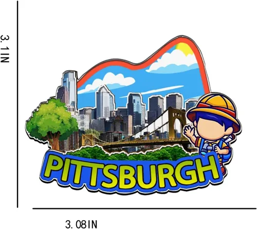 Vista 3 de Pittsburgh Pennsylvania USA - Imán de madera para nevera 3D, monumentos coleccionables para viajes, decoración hecha a mano -1599