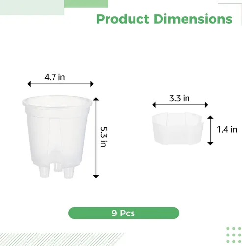 Vista 3 de OMISTAR Macetas de riego automático con depósito, macetas de plástico transparente con orificios de aire y drenaje, macetas de flores