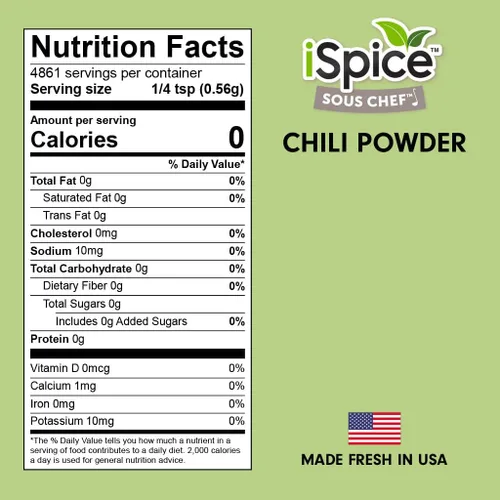 Vista 2 de iSpice Polvo de chile premium, puro y fresco, especias esenciales de cocina, 5 onzas (4.97 oz)