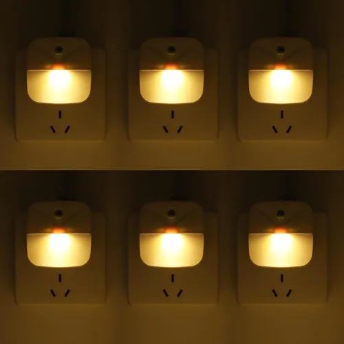 Vista 10 de KINUR Paquete de 6 luces LED nocturnas enchufables a la pared, luz diurna de color blanco, sensor de atardecer a amanecer, encendido y apagado