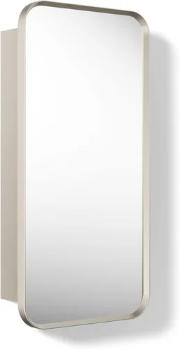 Vista 17 de Kohler 35573-BNL Verdera® - Espejo de gabinete de medicina enmarcado, diseño cápsula, interior espejado, gabinete de baño, estantes de vidrio