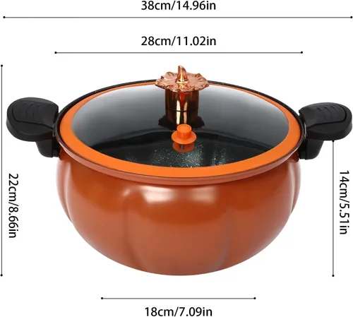 Vista 2 de Olla a presión micro de 8 litros de gran capacidad, olla de micro presión de calabaza con tapa transparente, olla universal con asas de bloqueo