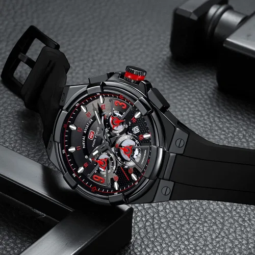 Vista 2 de MF MINI FOCUS Mens Watches Unique Hollow Casual Wrist Watch (Chronograph/Waterproof/Luminous/Calendar/24 Hour) Silicon Band Fashion Watch for Men