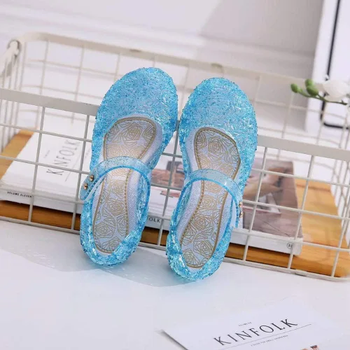 Vista 5 de Amtidy - Zapatos bajos tipo princesa inspirados en disfraces de Frozen, Elsa y reina de nieve, para niñas, sandalias para cumpleaños