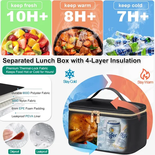 Vista 3 de Mochila de almuerzo, mochila para laptop de 15.6 pulgadas para mujeres, enfermeras, profesores, mochila de trabajo con lonchera aislada, Negro