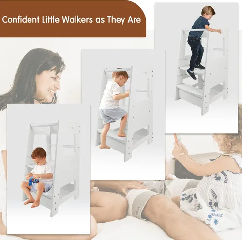 Vista 6 de DEARYOU Taburete para niños pequeños, taburete de cocina para niños pequeños, taburete auxiliar de cocina para niños pequeños, taburete
