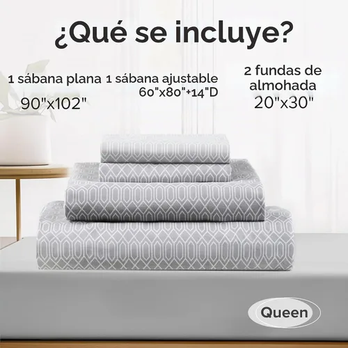 Vista 8 de Comfort Spaces Juego de sábanas de 100% algodón transpirable, ligero, suave, con bolsillo elástico de 14 pulgadas que se adapta a colchones de hasta