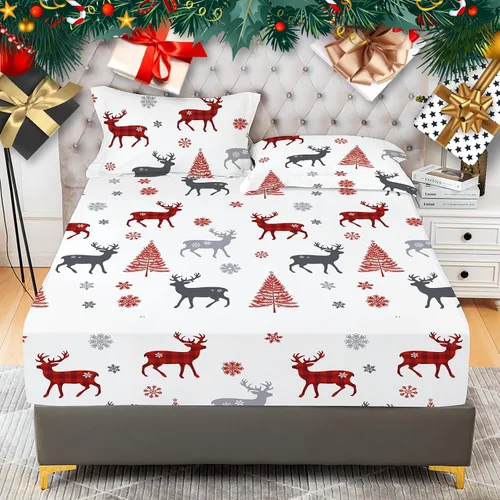 Vista 13 de YIYEA Sábana bajera ajustable floral con funda de almohada, sábana bajera de microfibra de doble cepillado de alta calidad, bolsillo profundo de 16